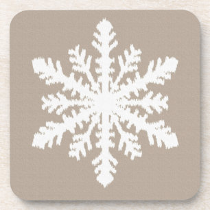 Porta-copo Ikat Snowflake - Taupe bronzeado e branco