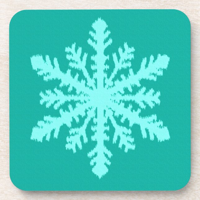 Porta-copo Ikat Snowflake - Turquesa e aqua (Frente)