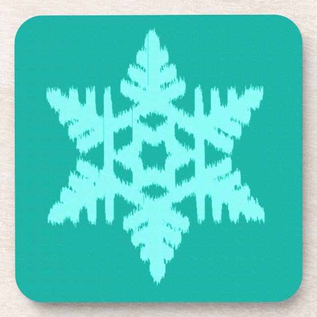 Porta-copo Ikat Snowflake - Turquesa e aqua (Frente)
