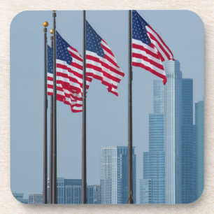 Porta-copo Illinois, Chicago. Navy Pier, bandeiras dos EUA ha
