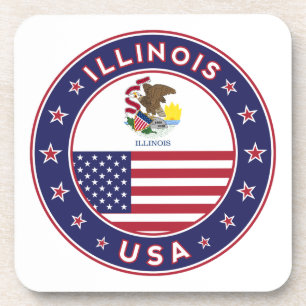 Porta-copo Illinois, t-shirt de Illinois, adesivo de Illinois