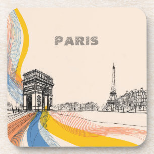 Porta-copo ilustração artística de marcos icônicos de paris