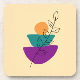 Porta-copo Ilustração boho de folhas