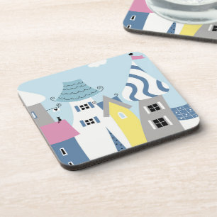 Porta-copo Ilustração da Cidade do Litoral em Cute