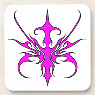 Porta-copo Ilustração de Arte Linear Tribal Rosa e Preta Fero