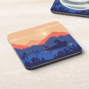 Porta-copo Ilustração de Canoa no Lago Sunset