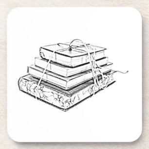 Porta-copo Ilustração de Esquema de Vintage de Livros Empilha