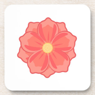 Porta-copo Ilustração de flor cor-de-rosa coral minimalista