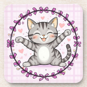 Porta-copo Ilustração de Gato de Desenho Animado Feliz
