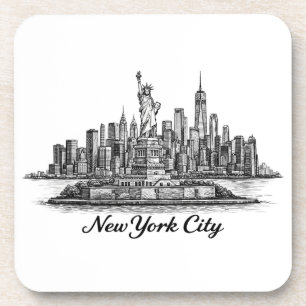 Porta-copo Ilustração de Linha do Horizonte de Nova York