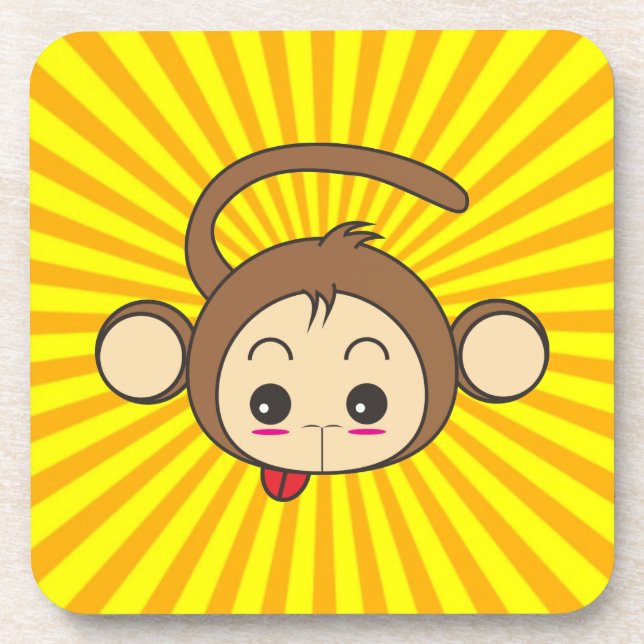 Porta-copo Ilustração de macaco Kawaii Cute (Frente)