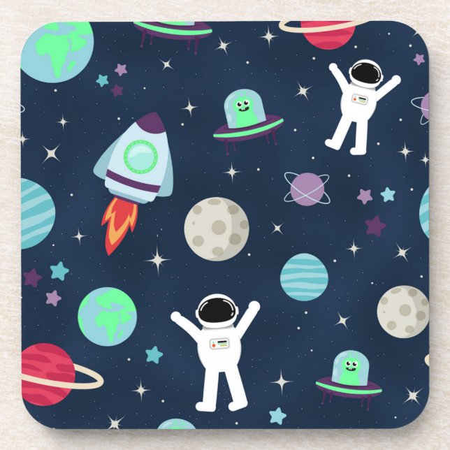 Porta-copo ilustração de padrão espacial (Frente)