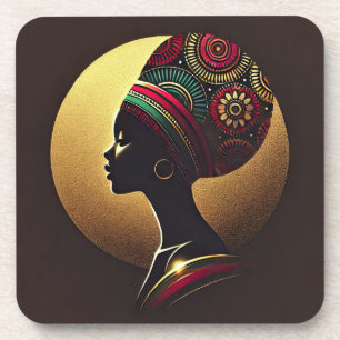 Porta-copo Ilustração de Retrato de Mulher Africana Elegante