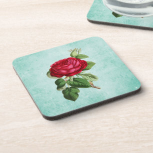 Porta-copo Ilustração de Rosa vermelha Vintage Elegante
