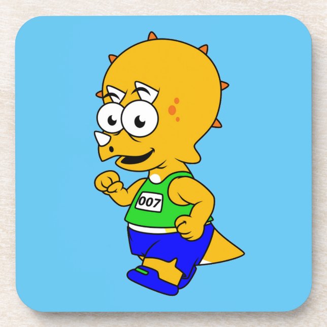 Porta-copo Ilustração De Um Corredor De Tricerátops. (Frente)