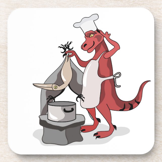 Porta-copo Ilustração De Um Cozinhar De Chef Tyrannosaurus Re (Frente)