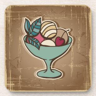 Porta-copo Ilustração do sorvete no estilo retro