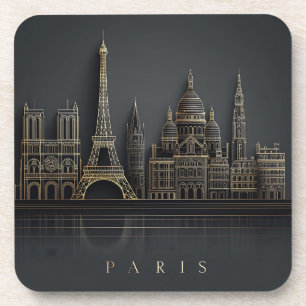 Porta-copo Ilustração Elegante da Silhueta da Cidade de Paris