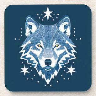 Porta-copo Ilustração Geométrica de Lobo
