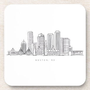 Porta-copo Ilustração Minimalista do Horizonte da Cidade de B