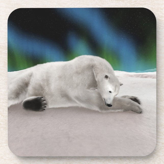 Porta-copo Ilustração Pacífica de Urso Polar na Natureza Árti (Frente)