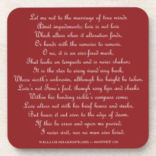 Porta-copo Ímã Quadrado do Soneto 116 de Shakespeare