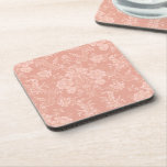 Porta-copo Imagem Romântica Chic Floral Damask-Peach<br><div class="desc">Design de damasco floral,  inspirado no legante vintage,  com flores de pêssego chic monocromáticas,  claras-escuras,  rolhas de folhas e baloiços de delicadas fitas de legado. Este padrão é perfeito e pode ser dimensionado para cima ou para baixo.</div>