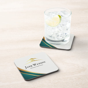 Porta-copo Imobiliária Moderna Verde e Dourada