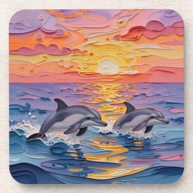 Porta-copo Impasto Dolphins and Ocean Waves   (Frente)