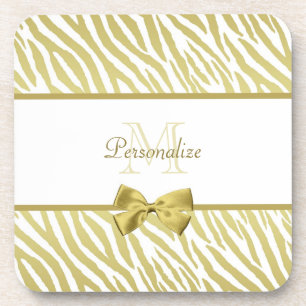 Porta-copo Impressão branco e Dourado glamoroso da zebra com