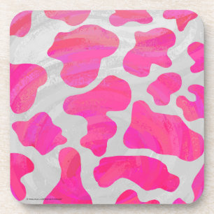 Porta-copo Impressão branco e rosa-quente de vaca