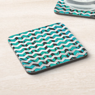 Porta-copo Impressão Chevron Tiger Black and Teal