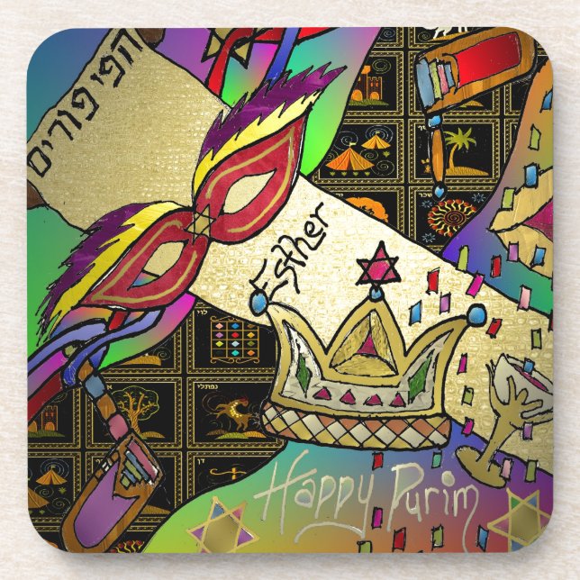 Porta-copo Impressão da arte da celebração de Judaica Purim (Frente)