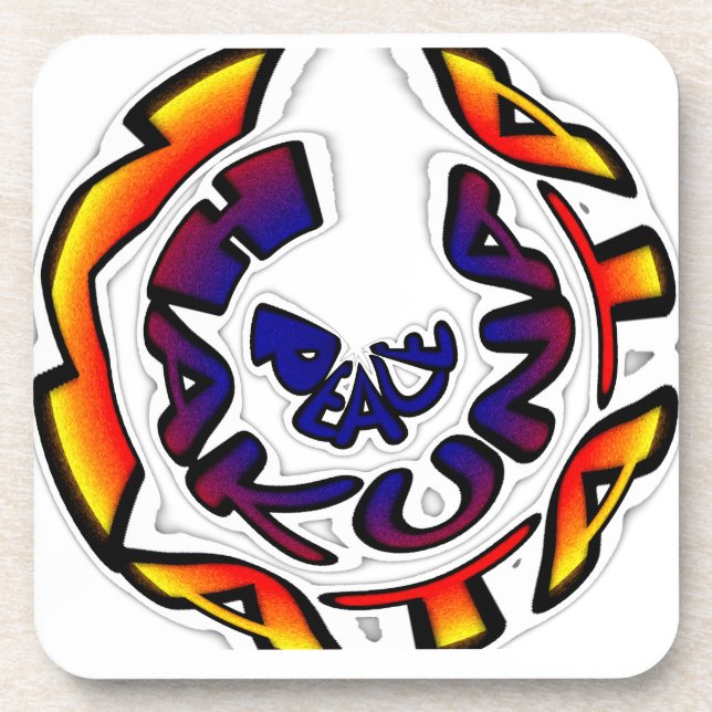 Porta-copo impressão de Arte Circular "Peace Hakuna Matata" (Frente)