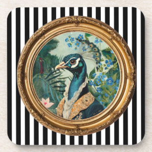 Porta-copo Impressão de Arte do Retrato do Pavão em Moldura D