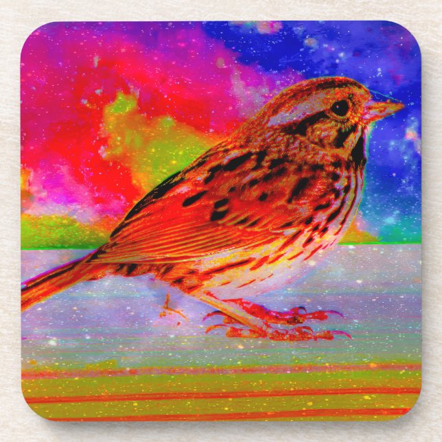 Porta-copo Impressão de Arte do Sonho de Pássaro Cósmico" (Frente)