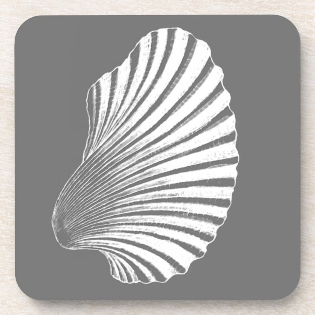 Porta-copo Impressão de Bloco de Shell Scallop, Cinzas/Cinzas (Frente)