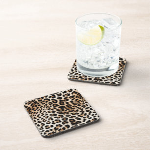 Porta-copo Impressão de Leopardo Castanho