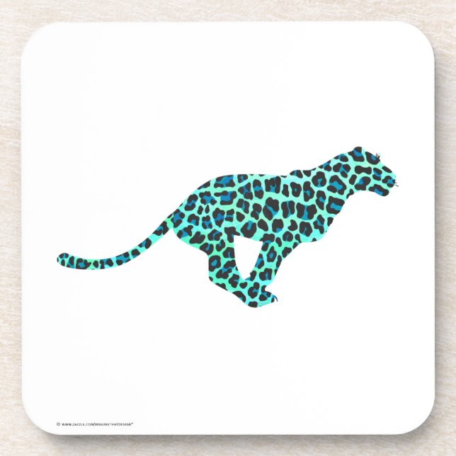 Porta-copo Impressão de Leopardo Negro e Teal (Frente)