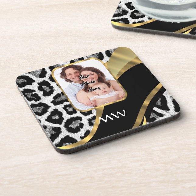 Porta-copo Impressão de leopardo preto e dourado (Left Side)