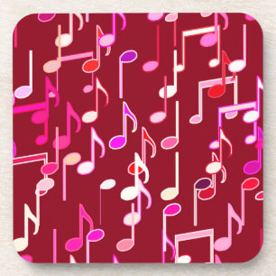 Porta-copo Impressão de Notas Musicais - Burgundy, multicama