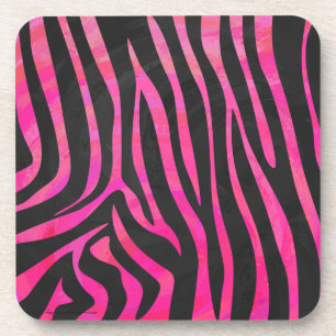 Porta-copo Impressão de zebra preto e rosa quente