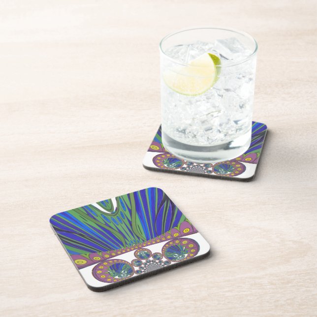 Porta-copo Impressão Design de Arte Decorânea Azul Roxo (Lado Direito)