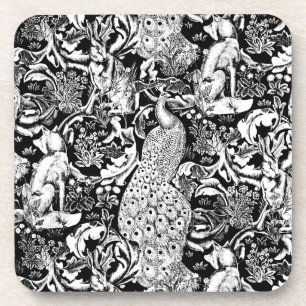 Porta-copo Impressão do pavão de Nouveau da arte, preto e