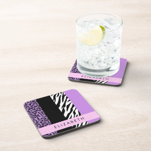 Porta-copo Impressão Leopardo, Impressão Zebra, Roxo, Seu Nom