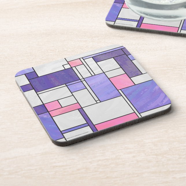 Porta-copo Impressão Rosa Roxa Branco Mondrian (Left Side)