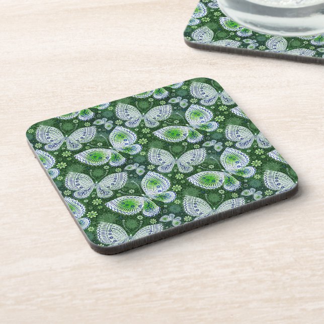 Porta-copo Impressão Verde de Borboleta de Paisley (Left Side)