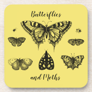 Porta-copo Impressão Vintage de Borboletas e Mariposas
