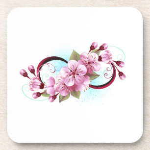 Porta-copo Infinito com flores de cerejeira
