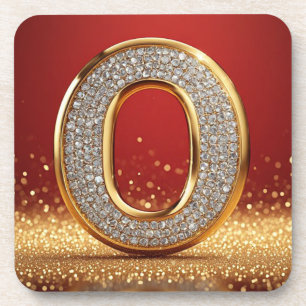 Porta-copo Inicial Monograma Letra O em Brilho Dourado Pessoa